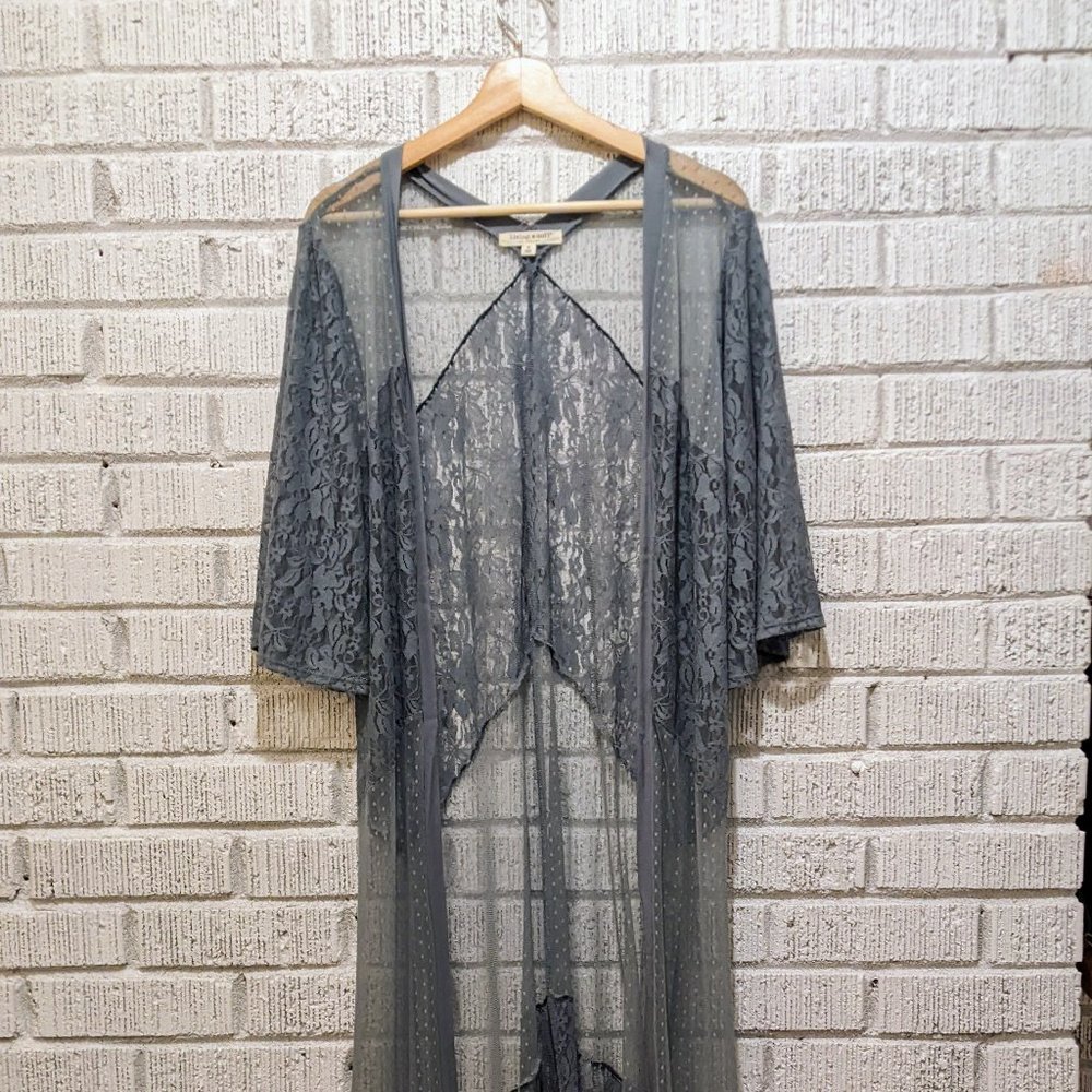 Long Lacey cover robe - Living Doll - Size S - Mist Blue